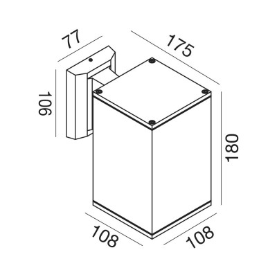 Amon applique E27 quadrato ruggine IP65 lampada es