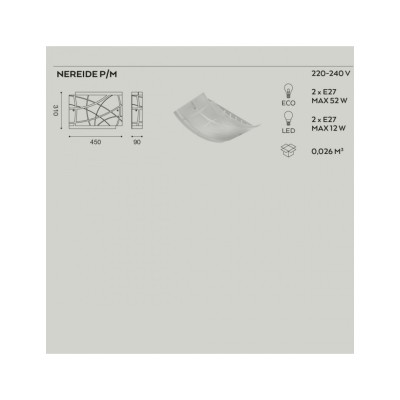 Nereide plafoniera media 45X31 moderna bianca per 