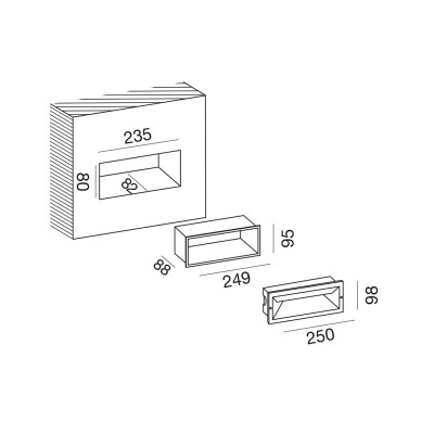 Ohrm lampada LED segnapasso 13watt rettangolare in