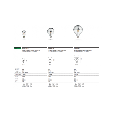 Lampadina LED 8w E27 calda vetro specchiato argent
