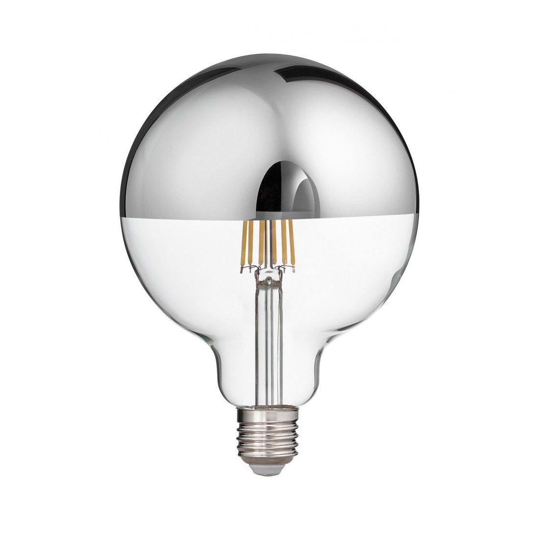 Lampadina LED 12w globo E27 calda vetro specchiato argento 1521 lumen