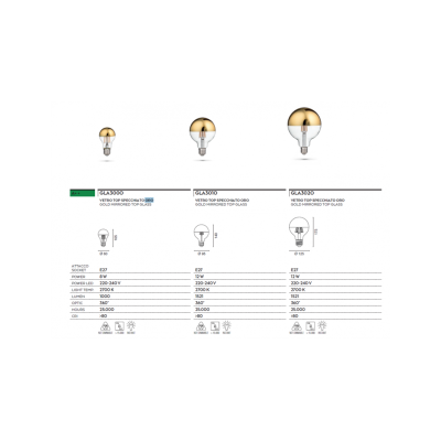 Lampadina LED 12w E27 2700k vetro specchiato oro 1