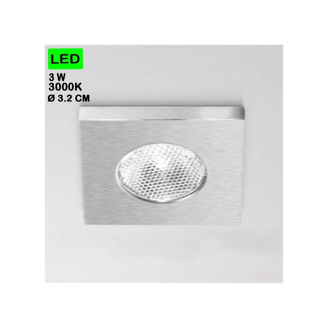 Glam faretto 3w 3000k led nichel quadrato incasso da soffitto