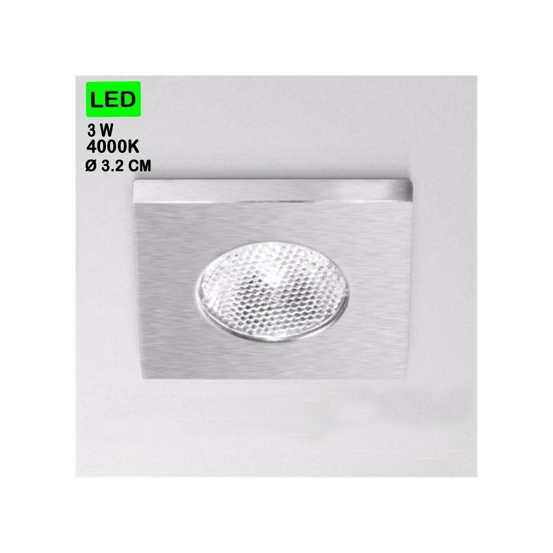 Glam faretto 3w 4000k quadrato da incasso led nichel per soffitto