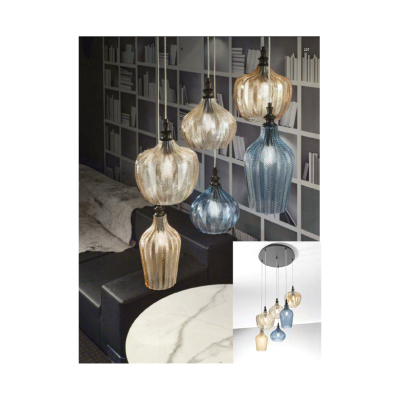 Cleofe lampadario soggiorno pendenti vetro ocra co