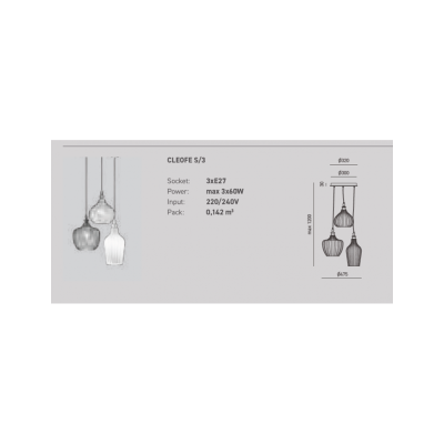 Cleofe lampadario camera pendenti vetro bianco 3 d