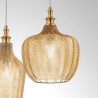 Cleofe lampadario ottone camera pendenti vetro ambra 3 diffusori regolabili