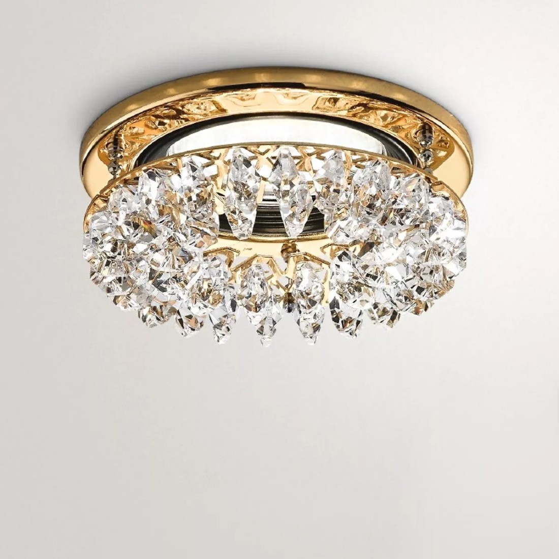 Cygnus faretto gu10 da incasso controsoffitto elegante oro e cristalli led