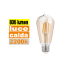Lampadina E27 led 8 w cono vetro ambra vintage luce calda 2200k