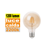 Lampadina E27 led 12 w globo vetro ambra vintage luce calda 2200k