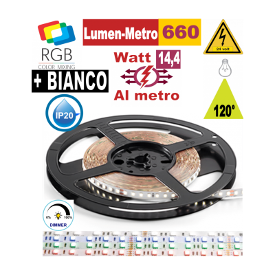 Striscia LED 14,4w RGB +...