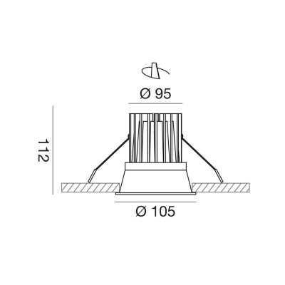 Celia big faretto 20w 3000k led incasso cartongess