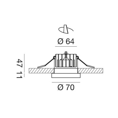 Danae recessed spotlight LED 9w 3000k incasso cart
