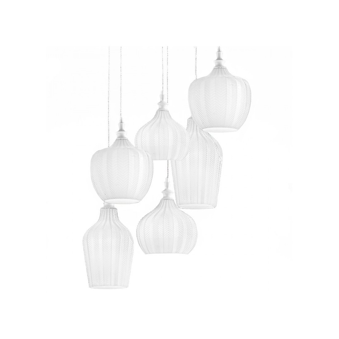 Cleofe lampadario soggiorno pendenti vetro bianco a grappolo