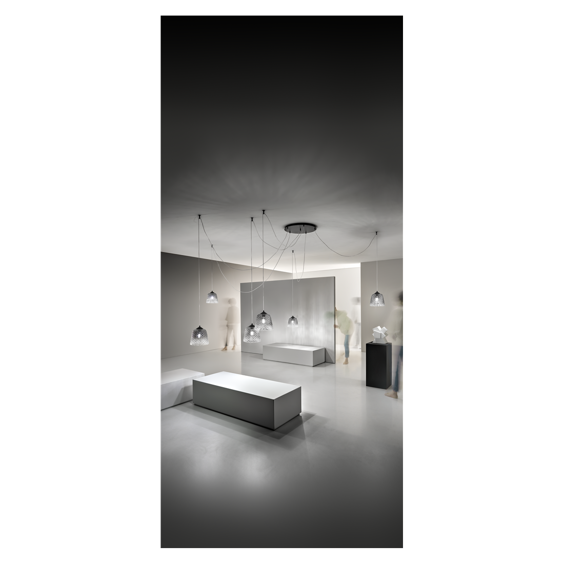 Alice lampada decentrata pendenti vetro fume 6 diffusori regolabili