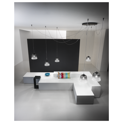 Alice lampada decentrata pendenti vetro fume 6 dif