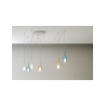 Ofelia lampadario bianco decentrato vetro blu ambra verde trasparente 6 diffusori